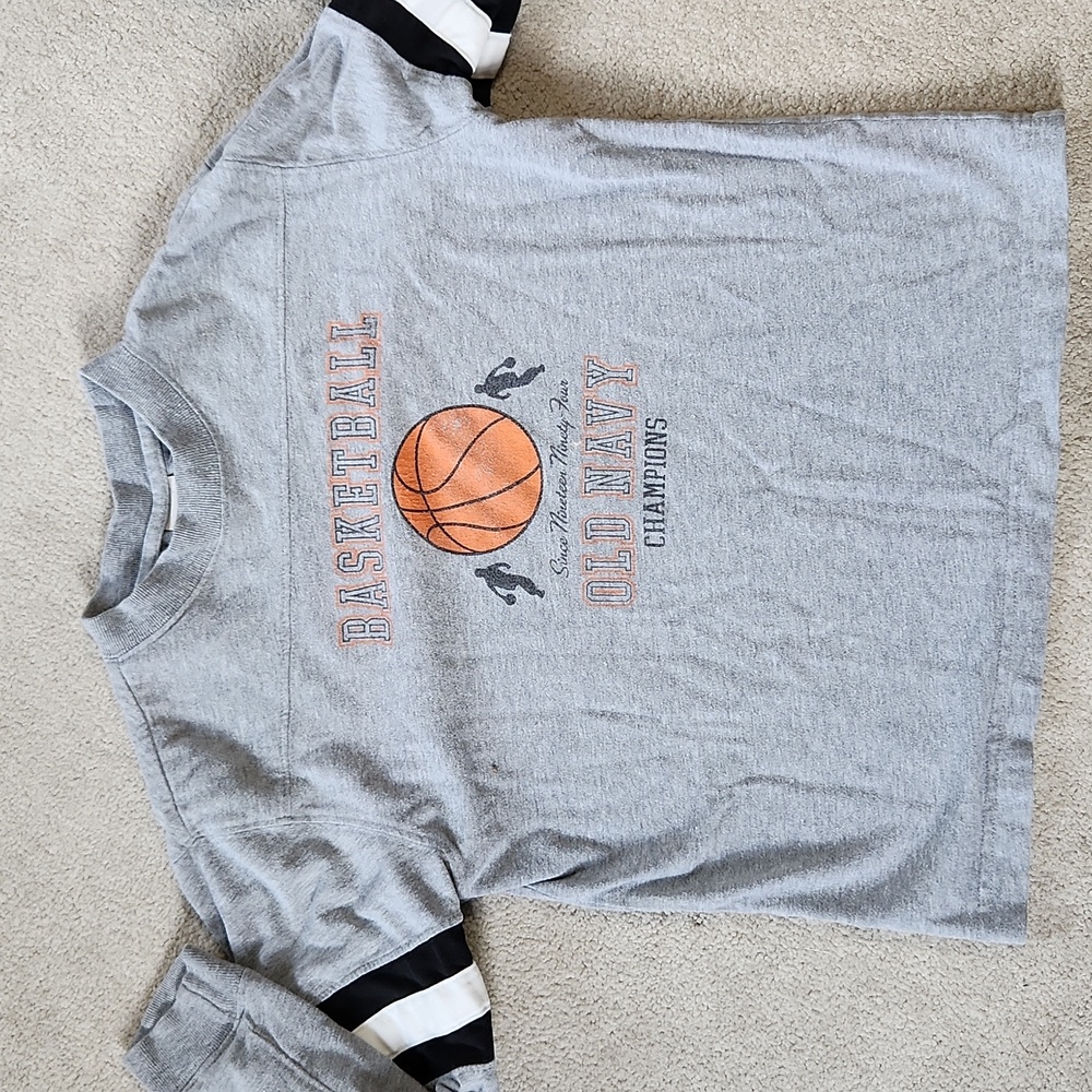 Old Navy Boys Rugby Like Long Sleeve Basketball Shirt- Small